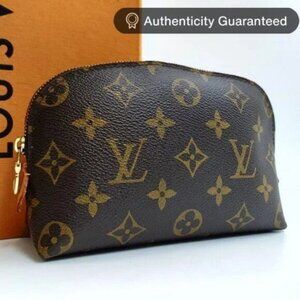 Authentic Louis Vuitton Cosmetic Vanity Makeup Pochette Pouch Bag Monogram Case